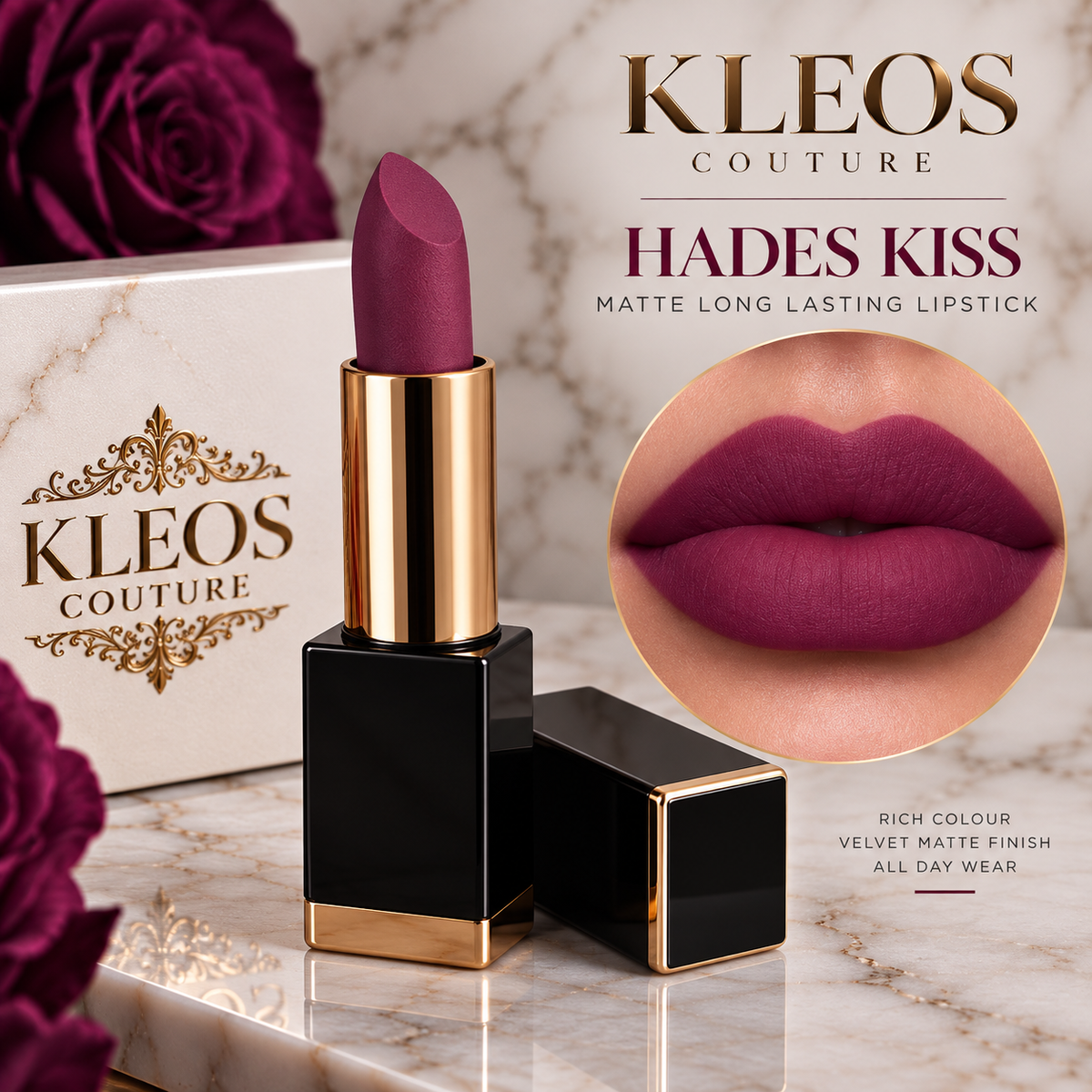 Hades Kiss Kleos Couture Matte Lipstick